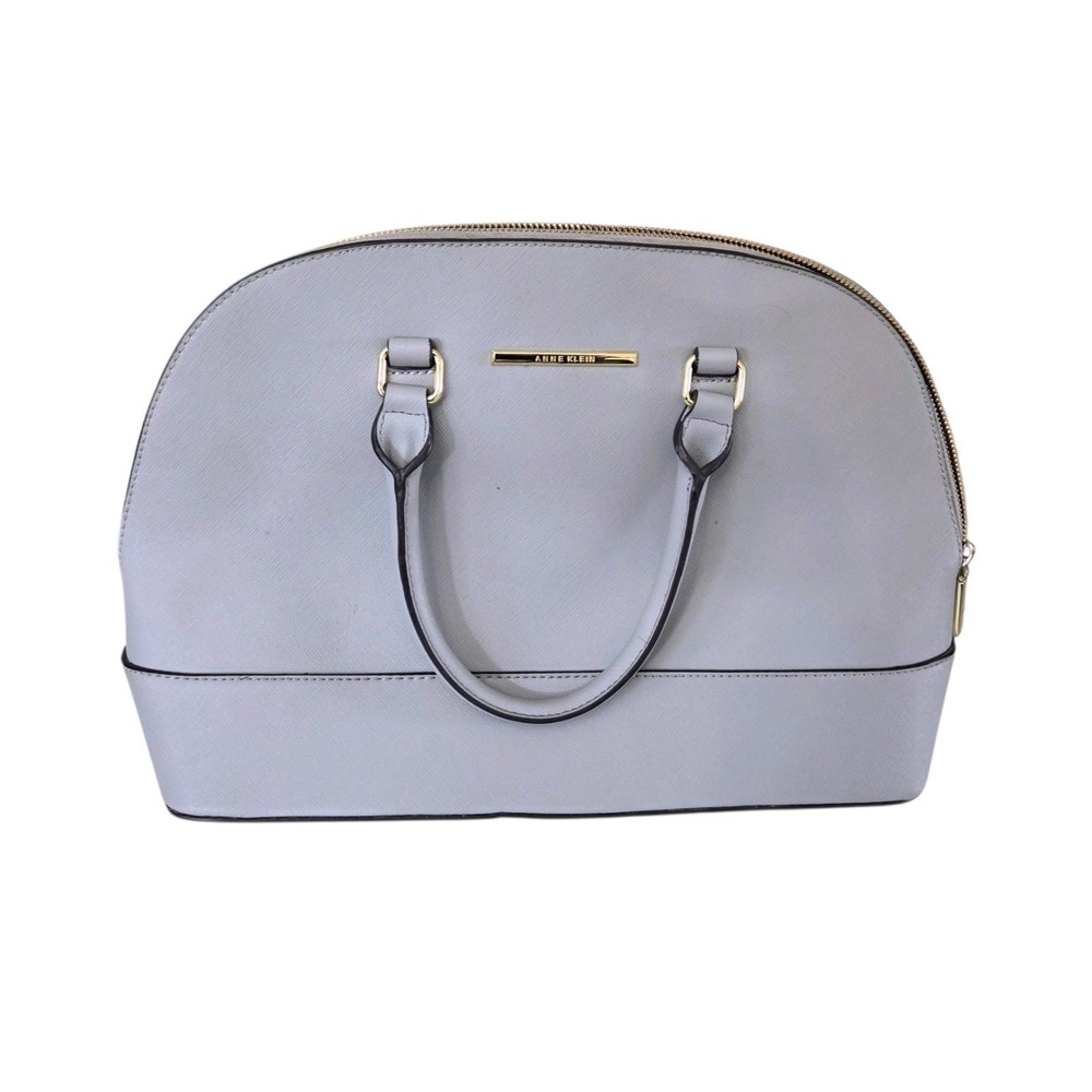 Anne Klein Gray Dome Double Handle Purse Handbag Structured Body Clean EUC